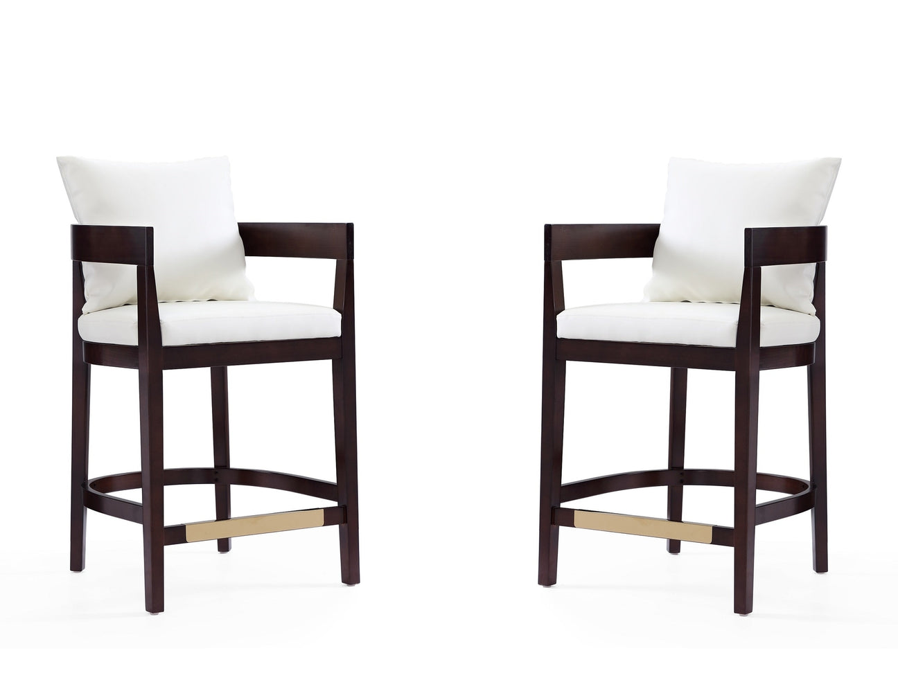 Ritz Counter Stool in Ivory and Dark Walnut (set of 2) - Ornate Home