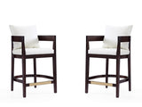 Ritz Counter Stool in Ivory and Dark Walnut (set of 2) - Ornate Home