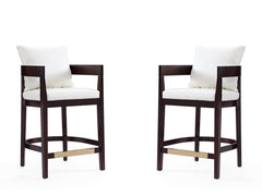 Ritz Counter Stool in Ivory and Dark Walnut (set of 2) - Ornate Home