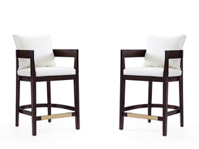 Ritz Counter Stool in Ivory and Dark Walnut (set of 2) - Ornate Home