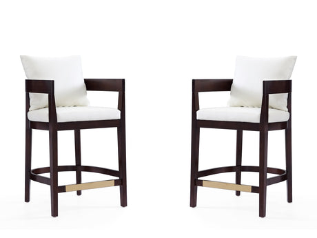 Ritz Counter Stool in Ivory and Dark Walnut (set of 2) - Ornate Home