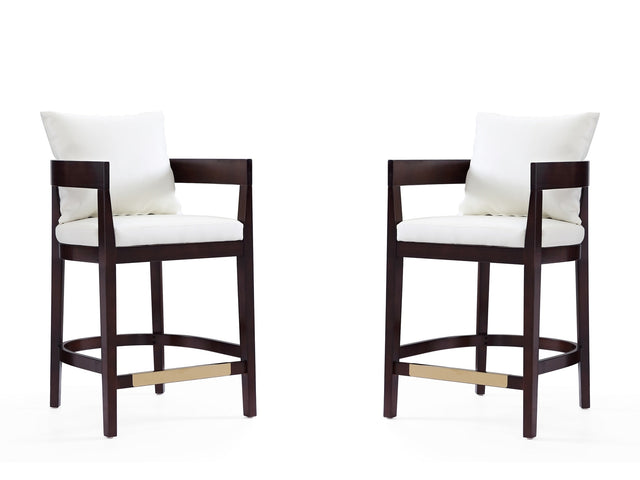 Ritz Counter Stool in Ivory and Dark Walnut (set of 2) - Ornate Home