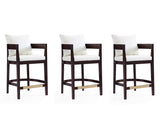 Ritz Counter Stool in Ivory and Dark Walnut (set of 3) - Ornate Home