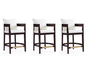 Ritz Counter Stool in Ivory and Dark Walnut (set of 3) - Ornate Home