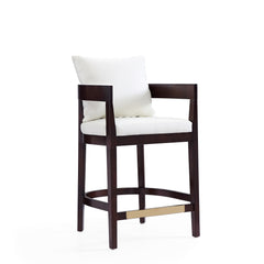 Ritz Counter Stool in Ivory and Dark Walnut (set of 3) - Ornate Home