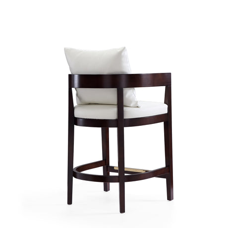 Ritz Counter Stool in Ivory and Dark Walnut (set of 3) - Ornate Home