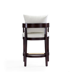 Ritz Counter Stool in Ivory and Dark Walnut (set of 3) - Ornate Home