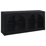 Riva Black 4-door Dining Sideboard Buffet Storage Credenza - Ornate Home