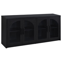 Riva Black 4-door Dining Sideboard Buffet Storage Credenza - Ornate Home