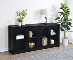 Riva Black 4-door Dining Sideboard Buffet Storage Credenza - Ornate Home