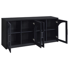 Riva Black 4-door Dining Sideboard Buffet Storage Credenza - Ornate Home