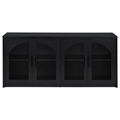 Riva Black 4-door Dining Sideboard Buffet Storage Credenza - Ornate Home