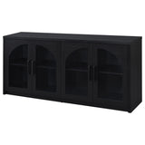 Riva Black 4-door Dining Sideboard Buffet Storage Credenza - Ornate Home