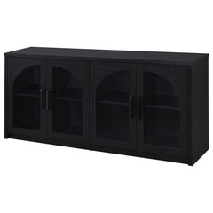 Riva Black 4-door Dining Sideboard Buffet Storage Credenza - Ornate Home