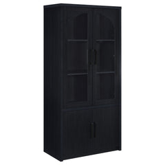Riva Black 4-door Tall Accent Display Cabinet LED Lighting - Ornate Home