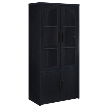 Riva Black 4-door Tall Accent Display Cabinet LED Lighting - Ornate Home