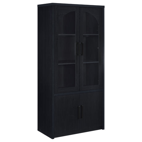 Riva Black 4-door Tall Accent Display Cabinet LED Lighting - Ornate Home