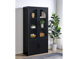 Riva Black 4-door Tall Accent Display Cabinet LED Lighting - Ornate Home