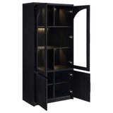 Riva Black 4-door Tall Accent Display Cabinet LED Lighting - Ornate Home