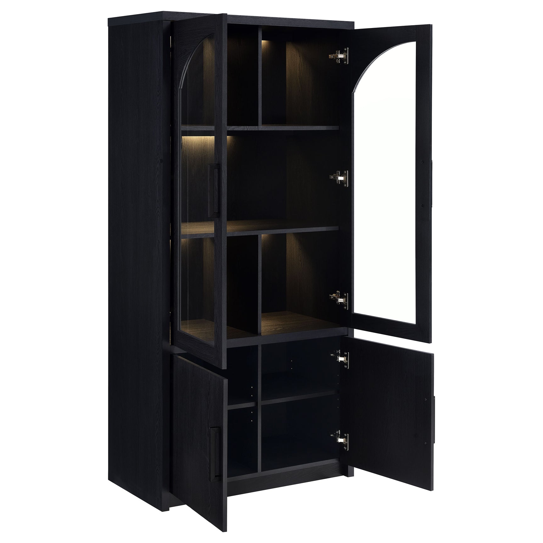 Riva Black 4-door Tall Accent Display Cabinet LED Lighting - Ornate Home
