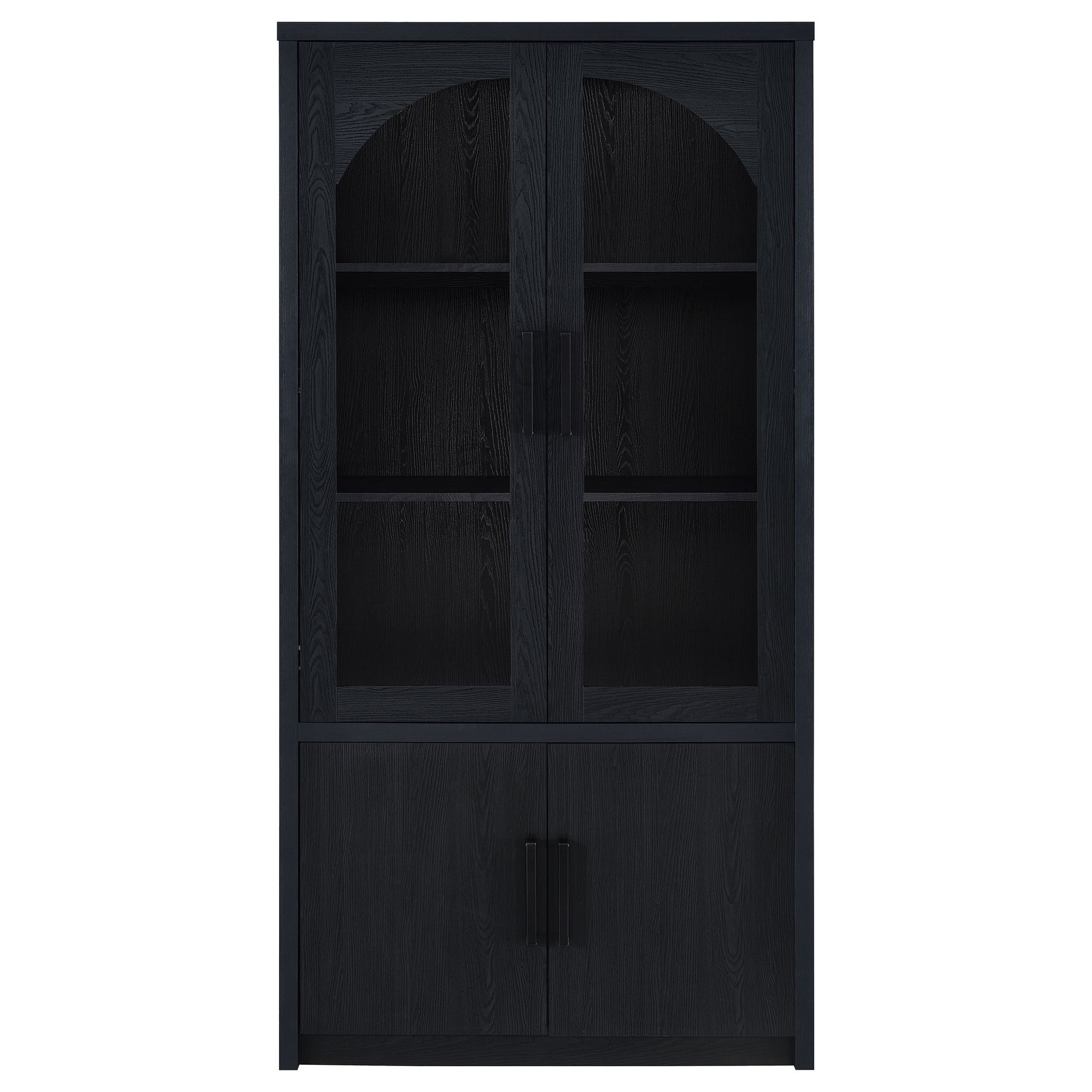 Riva Black 4-door Tall Accent Display Cabinet LED Lighting - Ornate Home