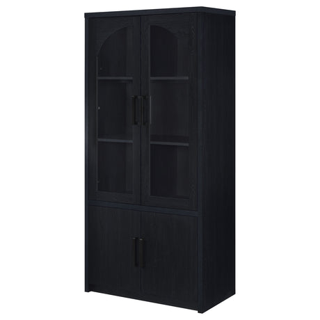 Riva Black 4-door Tall Accent Display Cabinet LED Lighting - Ornate Home