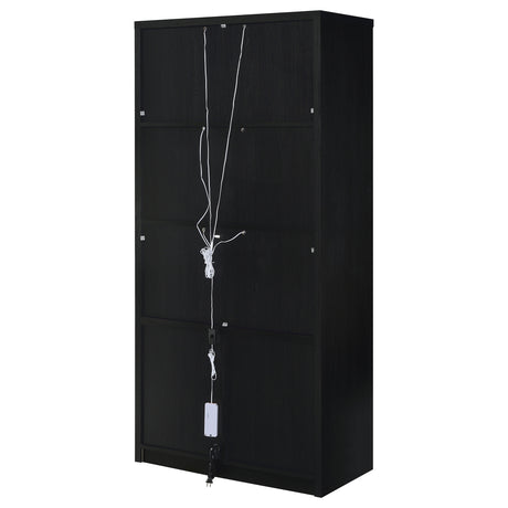Riva Black 4-door Tall Accent Display Cabinet LED Lighting - Ornate Home