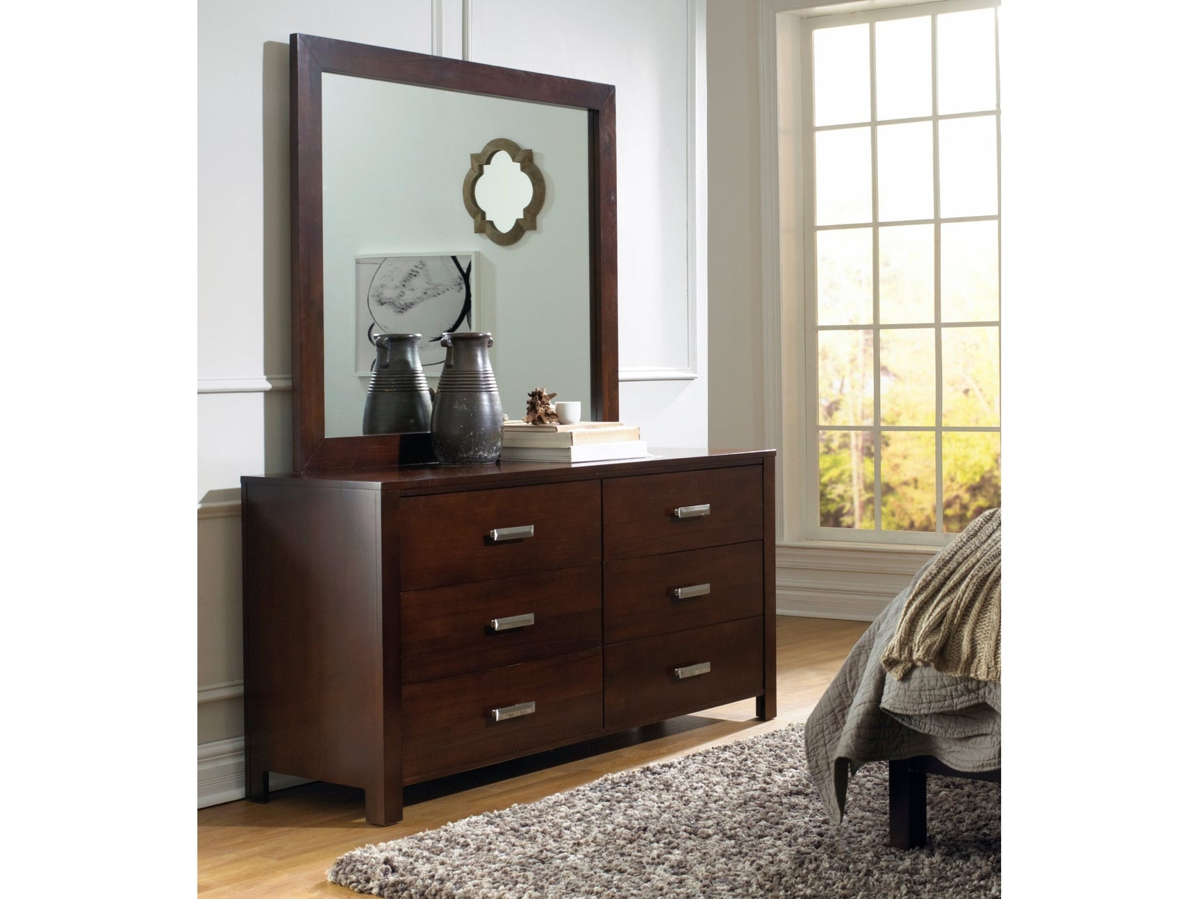 Riva Six Drawer Dresser in Chocolate Brown - Ornate Home