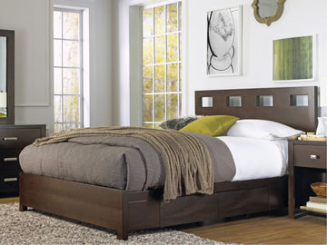 Riva Wood California King Storage Bed in Chocolate Brown - Ornate Home