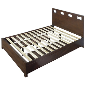 Riva Wood California King Storage Bed in Chocolate Brown - Ornate Home