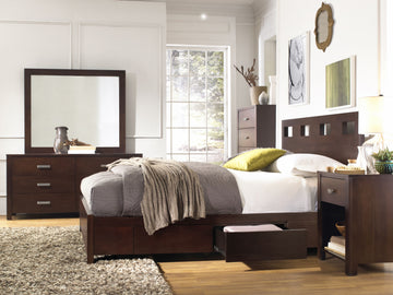 Riva Wood California King Storage Bed in Chocolate Brown - Ornate Home