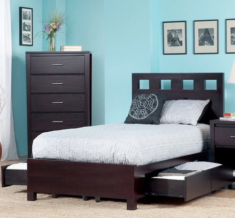 Riva Wood California King Storage Bed in Espresso - Ornate Home