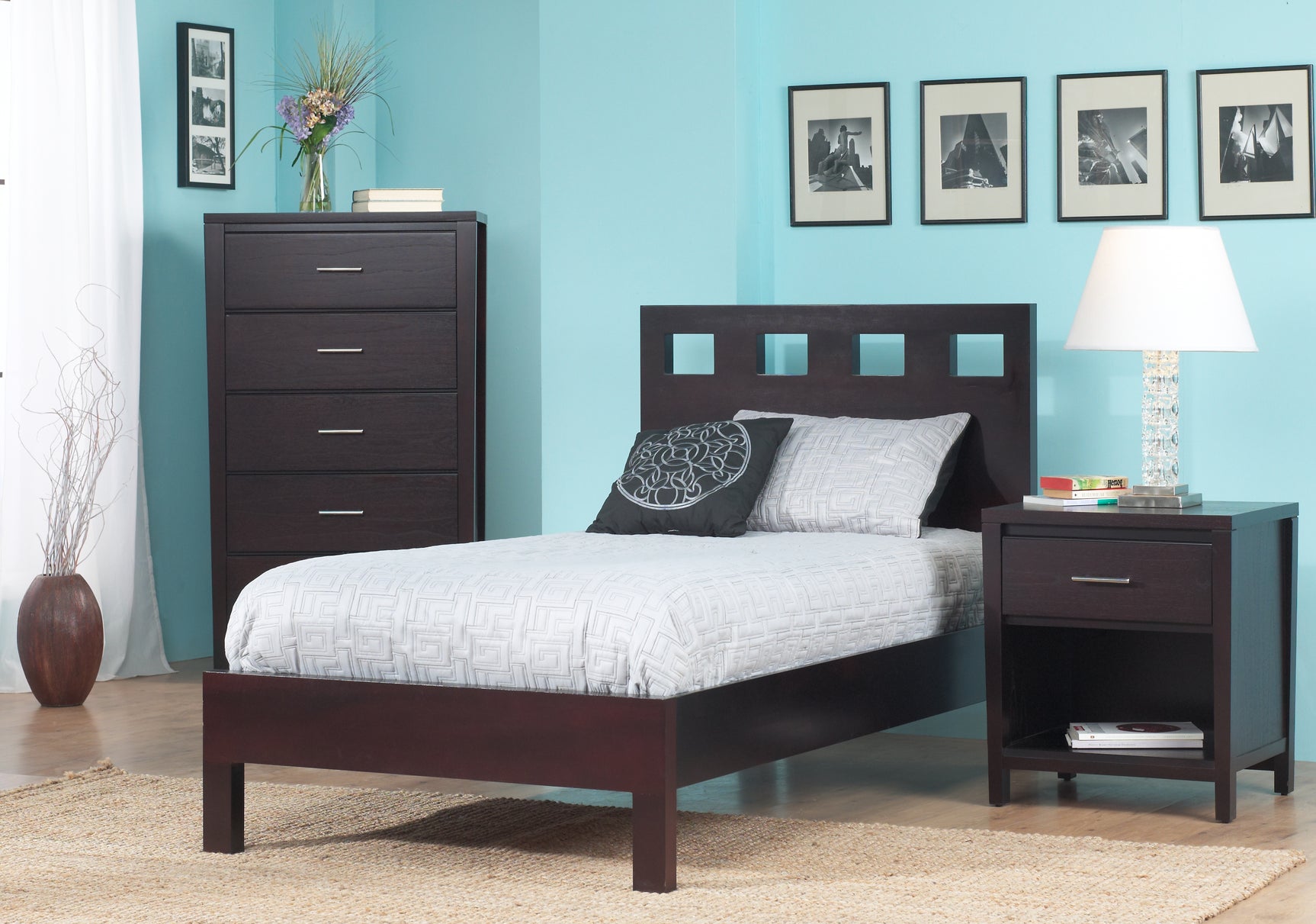 Riva Wood Queen Platform Bed in Espresso - Ornate Home