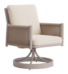 Rivan Beige Outdoor Swivel Dining Chair - Ornate Home