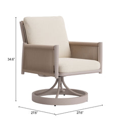Rivan Beige Outdoor Swivel Dining Chair - Ornate Home