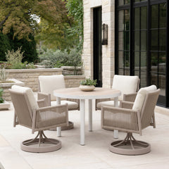 Rivan Beige Swivel Dining Chair - Ornate Home