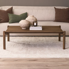 Riven Brown Oak Wood Rectangular Coffee Table