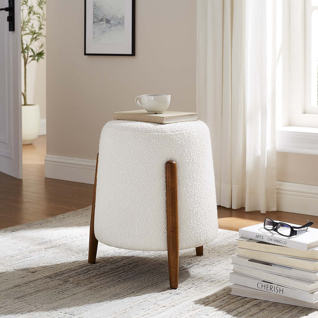Riven Cloud Upholstered Boucle Fabric Ottoman - Ornate Home
