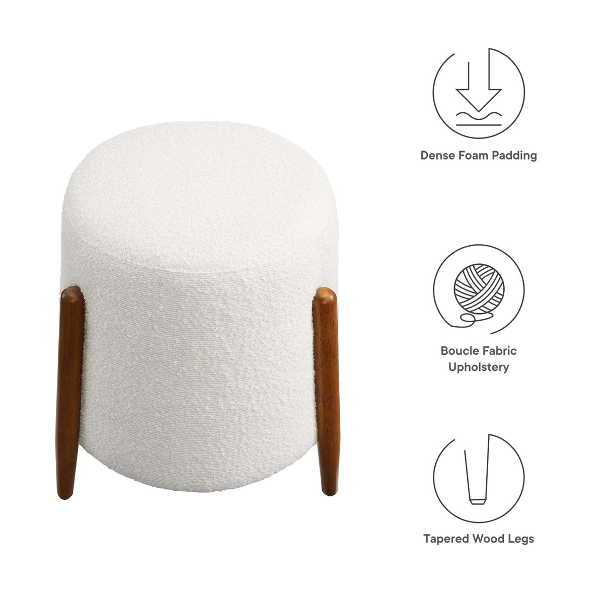 Riven Cloud Upholstered Boucle Fabric Ottoman - Ornate Home