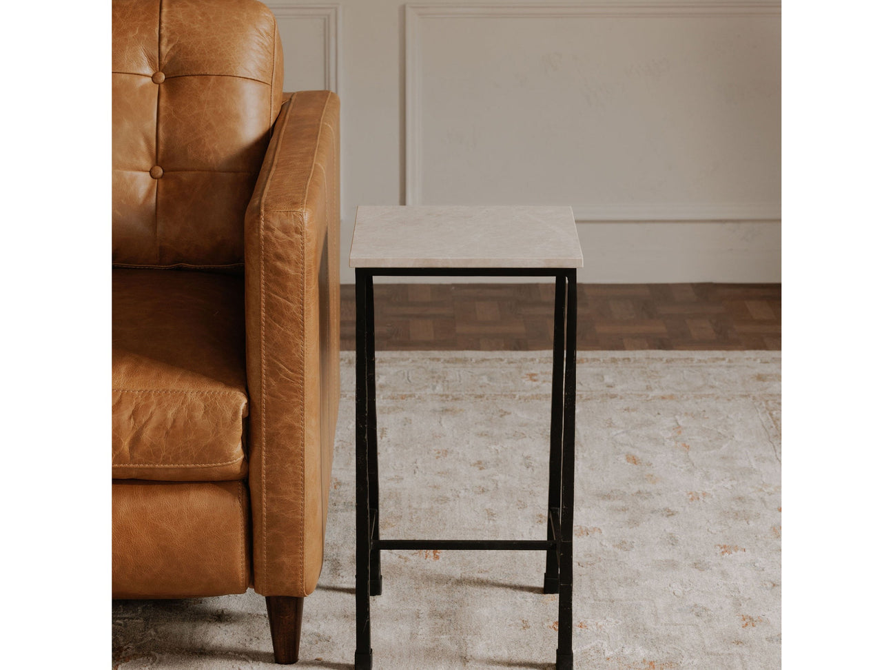 River Botticino Marble Side Table - Ornate Home