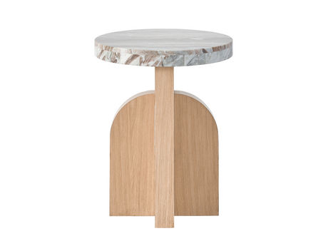 Riverine White Oak/Marble Accent Table - Ornate Home