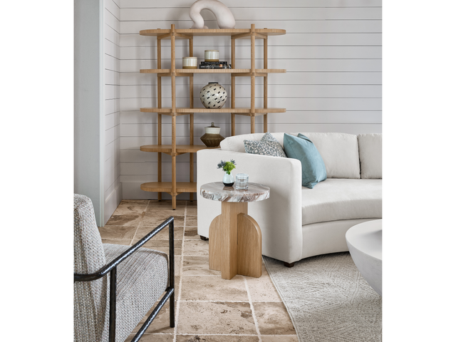 Riverine White Oak/Marble Accent Table - Ornate Home