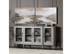 Rivers A Flowing Green/Grey Canvas - Ornate Home