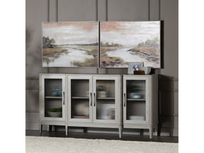 Rivers A Flowing Green/Grey Canvas - Ornate Home
