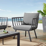 Riverside Gray/Charcoal Outdoor Patio Aluminum Armchair - Ornate Home