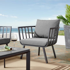 Riverside Gray/Charcoal Outdoor Patio Aluminum Armchair - Ornate Home