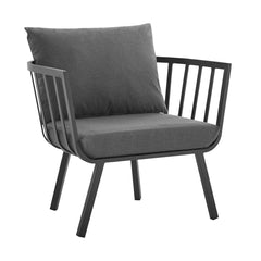 Riverside Gray/Charcoal Outdoor Patio Aluminum Armchair - Ornate Home