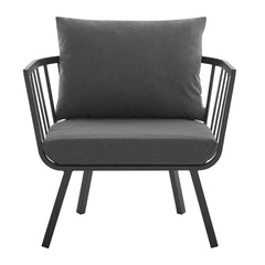 Riverside Gray/Charcoal Outdoor Patio Aluminum Armchair - Ornate Home