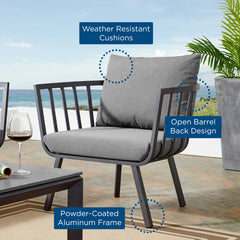 Riverside Gray/Charcoal Outdoor Patio Aluminum Armchair - Ornate Home