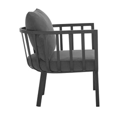 Riverside Gray/Charcoal Outdoor Patio Aluminum Armchair (Set of 2) - Ornate Home